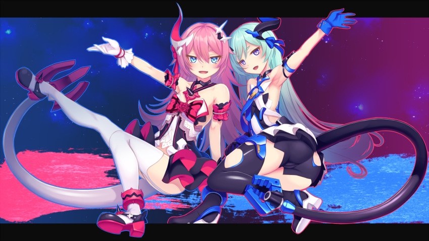 2girls, absurdres, anklet, armband, armlet, ass_visible_through_thighs, bangs, bare_shoulders