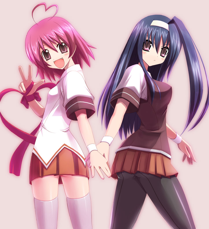 ahoge, aino_heart, arcana_heart, ass, blue_hair, brown_dress, dress, hairband