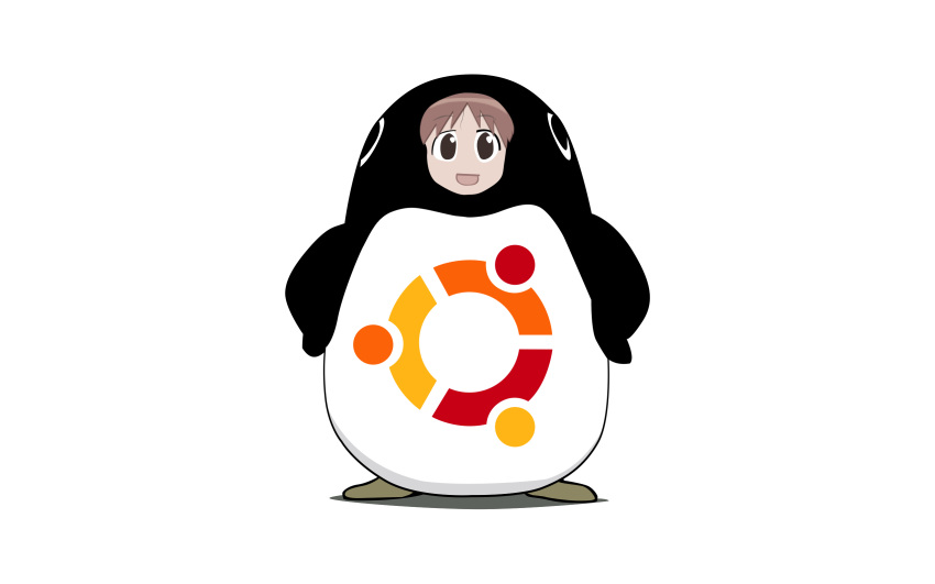azumanga_daioh, linux, mihama_chiyo, penguingirl, ubuntu, white