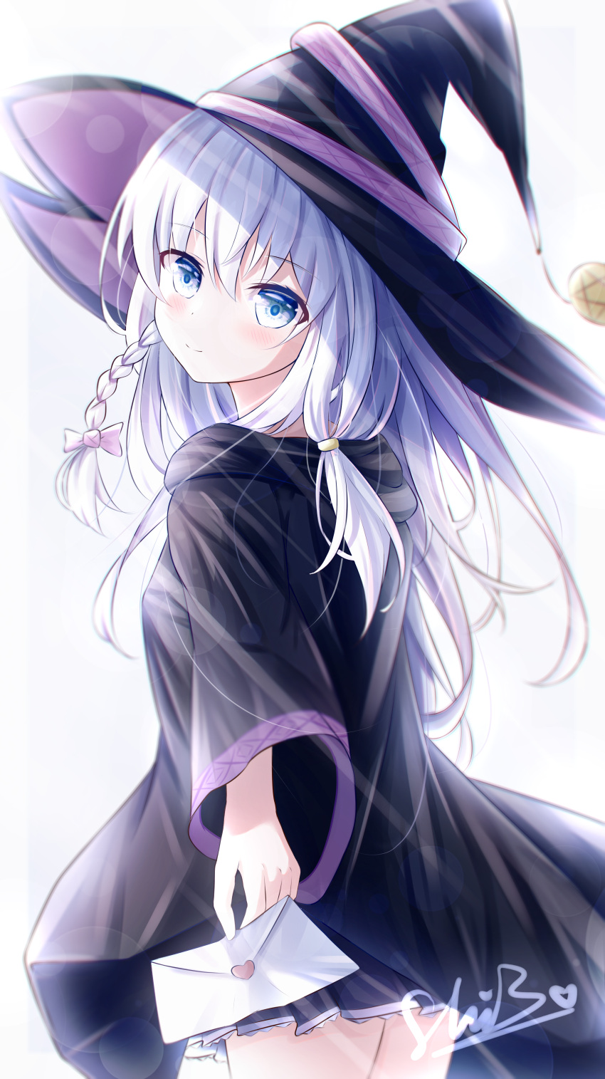 1girl, absurdres, black_headwear, blue_eyes, collared_shirt, elaina_(majo_no_tabitabi), eyebrows_visible_through_hair, hair_between_eyes