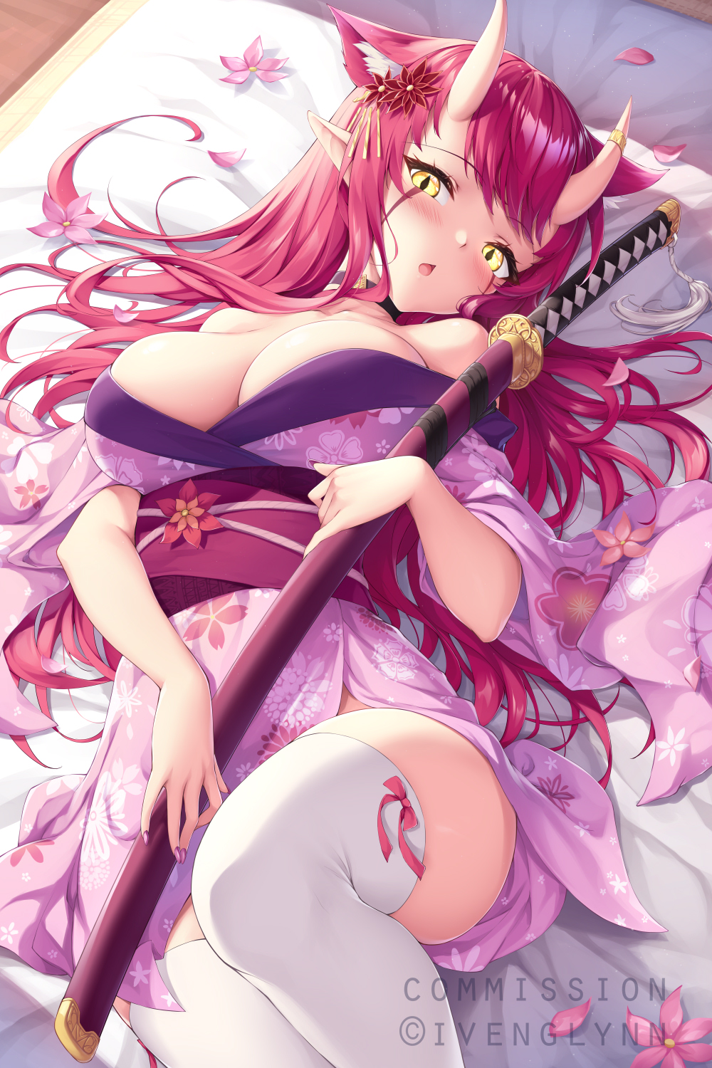 1girl, animal_ear_fluff, animal_ears, bangs, bare_shoulders, black_choker, blush, breasts