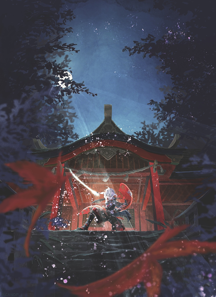 1boy, absurdres, canop_s, genshin_impact, highres, kaedehara_kazuha, magic, male_focus