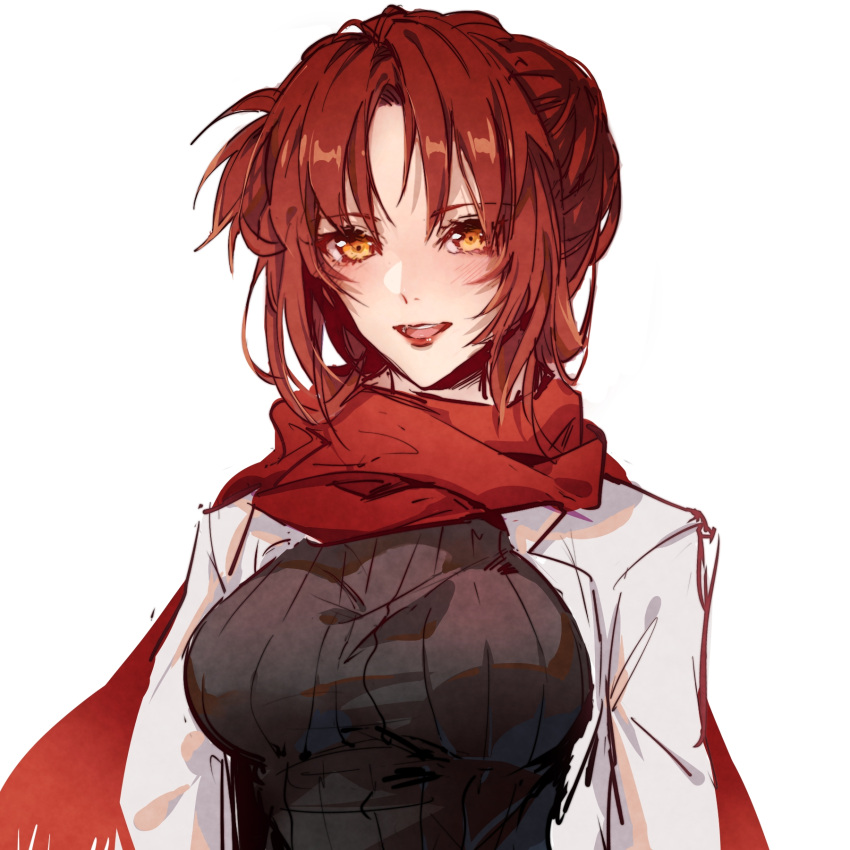 1girl, :d, bangs, black_sweater, forehead, highres, honkai_(series), honkai_impact_3rd