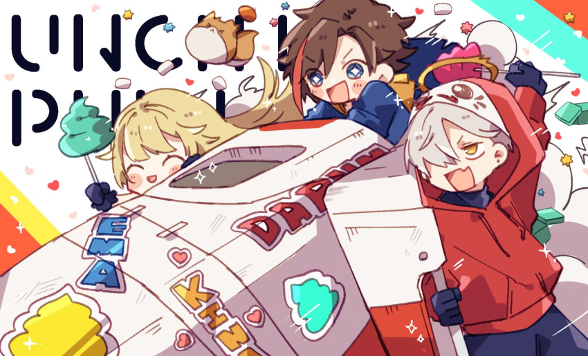 +_+, 1girl, 2boys, ^_^, aimai_(aimailskl), aizawa_ema, apex_legends, black_gloves