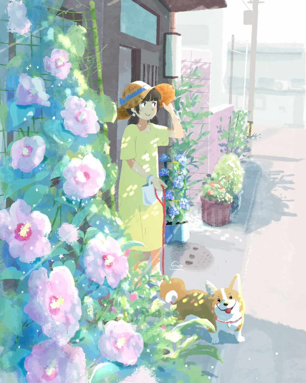 1girl, adjusting_clothes, adjusting_headwear, animal, ao_(aohari), arm_up, bag, bangs