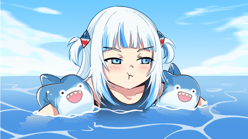 1girl, :t, afloat, animated, animated_gif, bangs, blue_eyes, blue_hair
