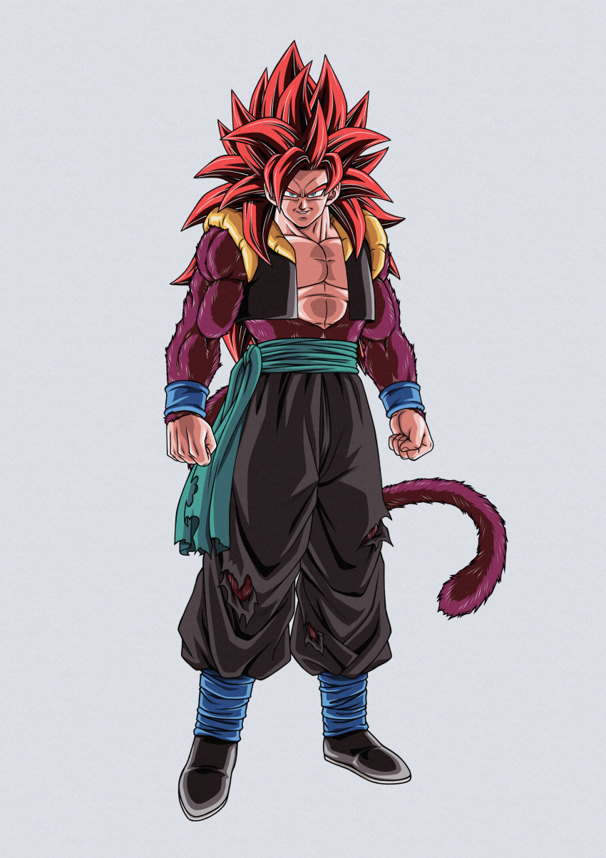 absurdres, body_fur, clenched_hands, dbkenkyuusei, dragon_ball, dragon_ball_heroes, full_body, gogeta