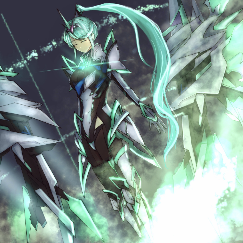1girl, bangs, breasts, chest_jewel, closed_eyes, earrings, gem, gloves