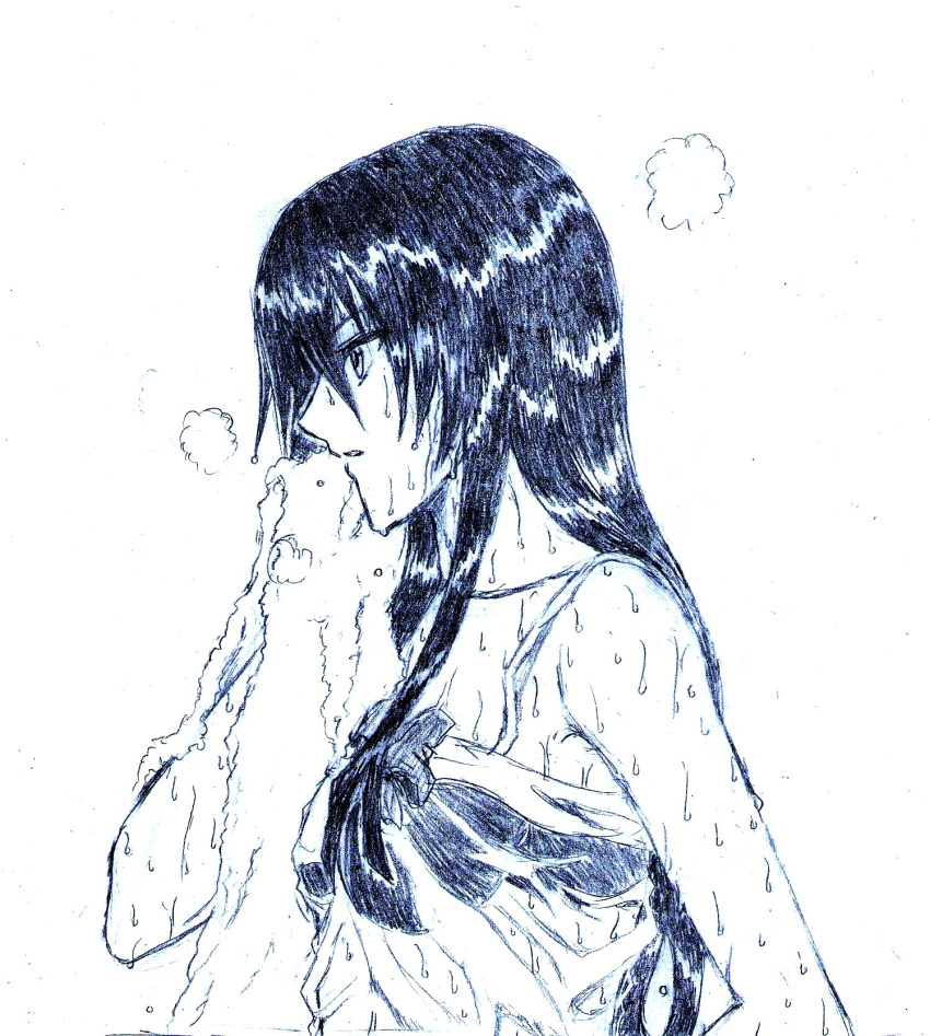 ar_tonelico, ar_tonelico_iii, bangs, black_hair, bow, bra, breasts, character_request