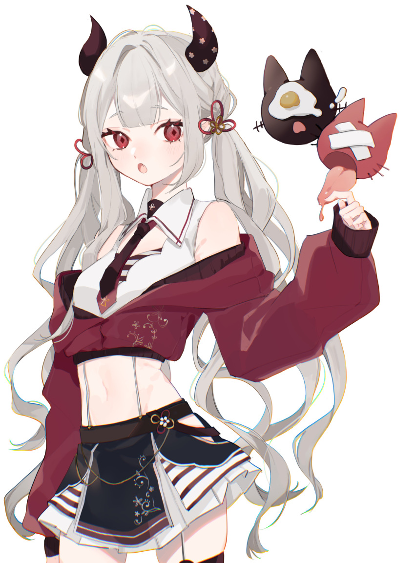 1girl, absurdres, bandages, bare_shoulders, blush, brown_legwear, brown_necktie, chromatic_aberration