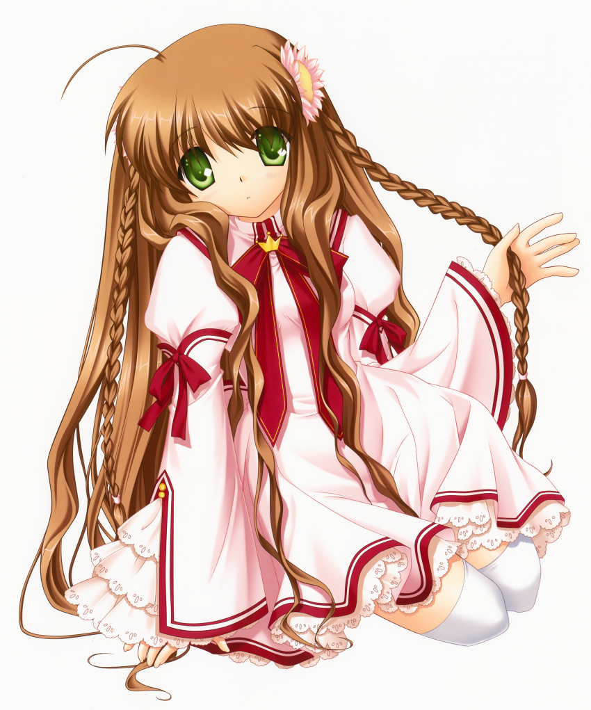 brown_hair, frills, green_eyes, hair_accessory, hinoue_itaru, kanbe_kotori, rewrite, ribbon