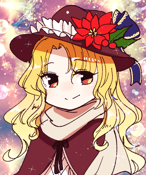 1girl, bangs, black_ribbon, blonde_hair, blue_bow, bow, brown_capelet, brown_eyes