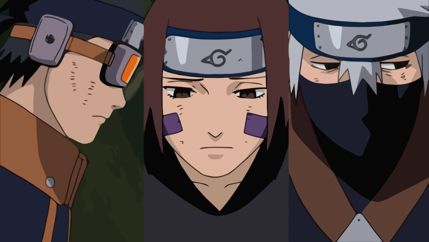hatake_kakashi, male, naruto, rin_(naruto), uchiha_obito, vector