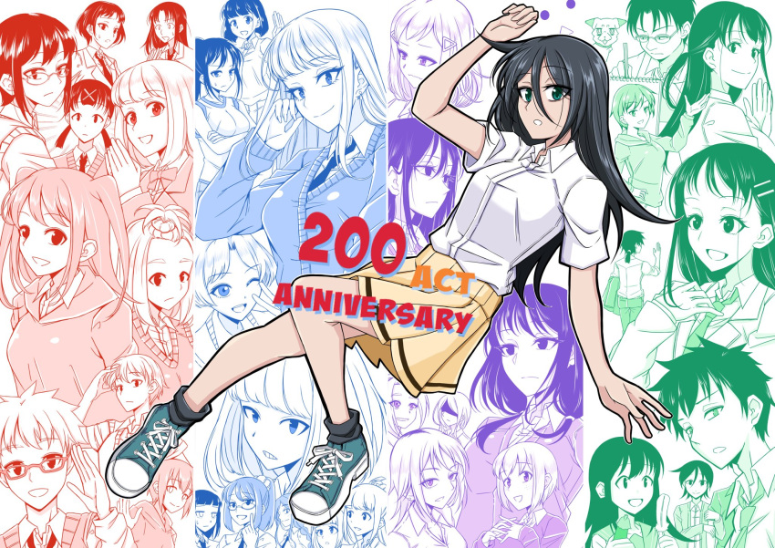 6+girls, anna_(watamote), black_hair, blazer, blonde_hair, blush, cardigan, everyone, futaki_shiki, green_eyes, hatsushiba_(watamote), highres, hirasawa_shizuku, hitomi_(watamote), iguchi_akari, iinchou_(watamote), imae_megumi, itou_hikari, jacket, kaede_(watamote), katou_asuka, kayo_(watamote), kiyota_yoshinori, komiyama_kotomi, kuroki_tomoki, kuroki_tomoko, kuroki_tomoko's_mother, kusunoki_kaho, long_hair, looking_at_viewer, minami_koharu, multiple_boys, multiple_girls, nagi_(watamote), narita_miho, naruse_yuu, natsu_(watamote), nemoto_hina, okada_akane, open_mouth, osumoto1, pleated_skirt, rena_(watamote), sasaki_fuuka, school_uniform, shirt, shoes, short_hair, skirt, smile, sneakers, suzuki_(watamote), tamura_yuri, tanaka_mako, uchi_emiri, uniform, wada_(watamote), watashi_ga_motenai_no_wa_dou_kangaetemo_omaera_ga_warui!, yocchan_(watamote), yoshida_masaki