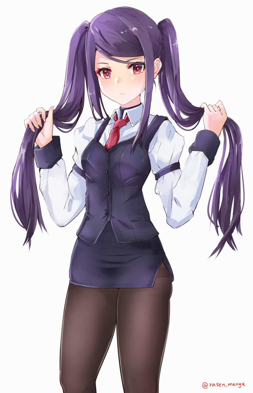1girl, absurdres, black_legwear, black_skirt, black_vest, breasts, collared_shirt, highres