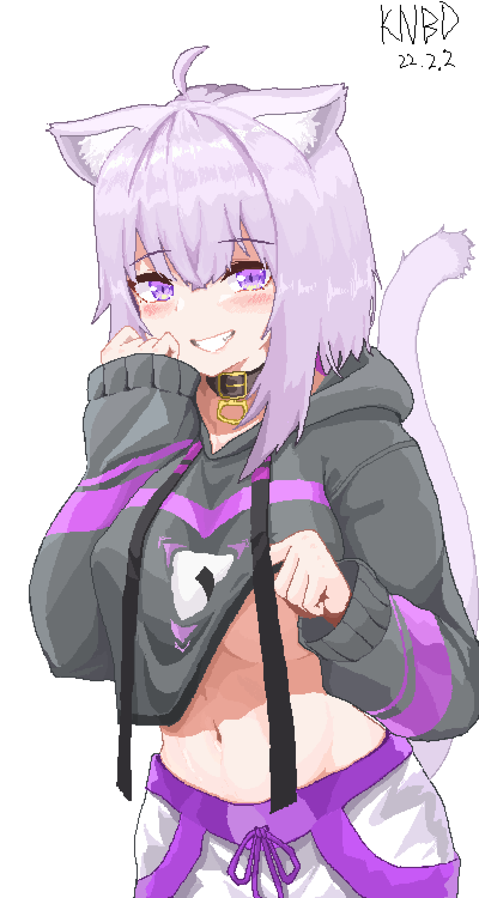 1girl, absurdres, animal_ears, breasts, cat_ears, cat_tail, collar, grin