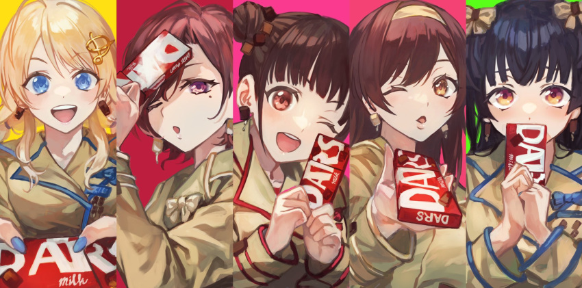 5girls, ;d, ;o, brown_jacket, chocolate, column_lineup, dars, hachimiya_meguru