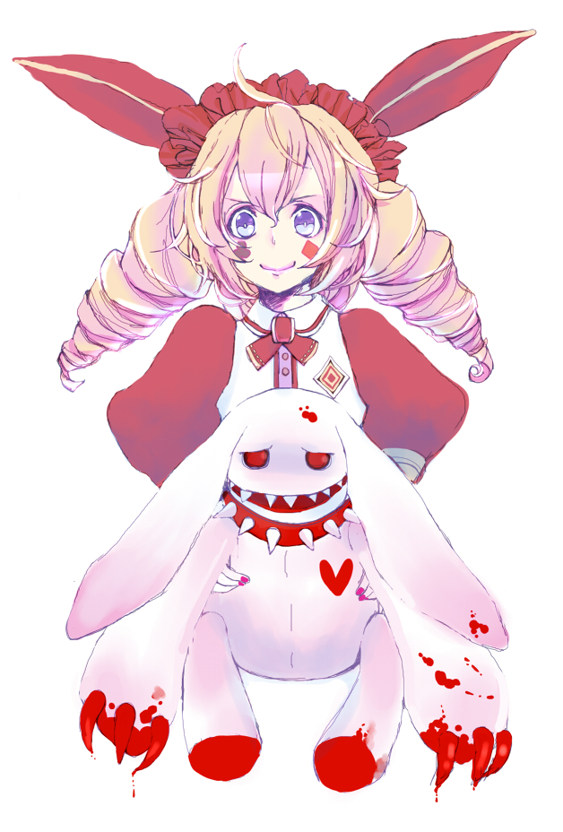 1girl, bangs, blonde_hair, blood, blue_eyes, bow, bowtie, brown_bow