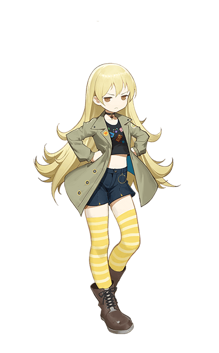 1girl, blonde_hair, blue_shorts, boots, brown_eyes, brown_footwear, clenched_hands, frown