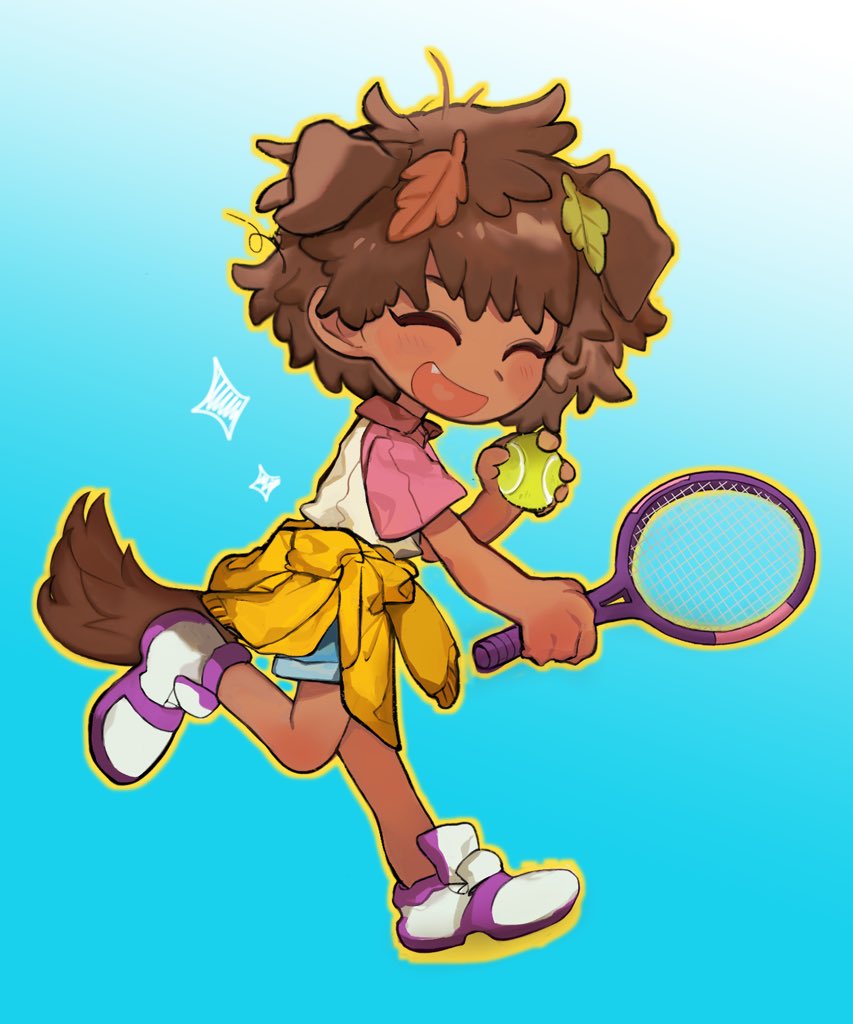 1girl, amphibia, animal_ears, anne_boonchuy, ball, blush, brown_fur, brown_hair