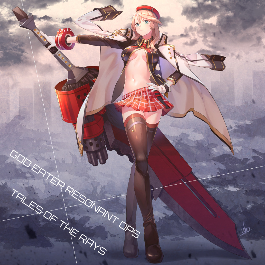 1girl, absurdres, alisa_ilinichina_amiella, alisa_ilinichina_amiella_(cosplay), alisha_diphda, bangs, beret, black_footwear