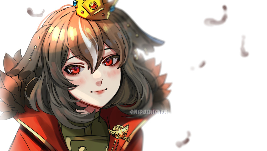 1girl, animal_ears, brown_hair, crown, crown_hair_ornament, gaoh_omi, highres, looking_at_viewer