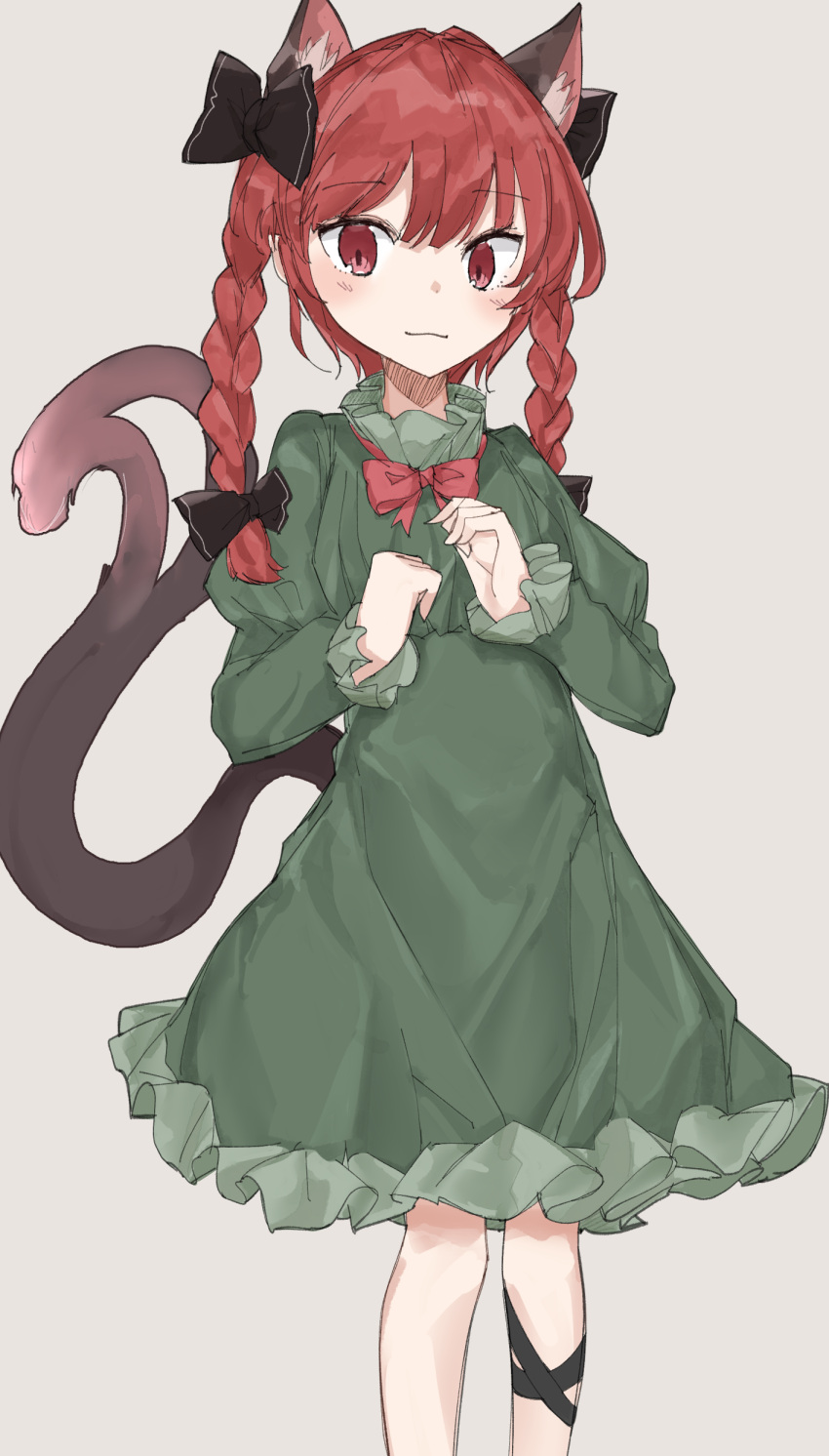 1girl, :3, absurdres, animal_ear_fluff, animal_ears, bangs, black_bow, black_ribbon