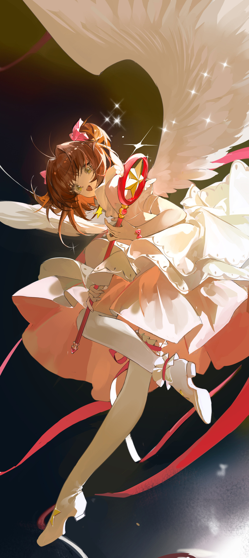 1girl, absurdres, antenna_hair, blush, brown_hair, cardcaptor_sakura, choker, cliuu_u