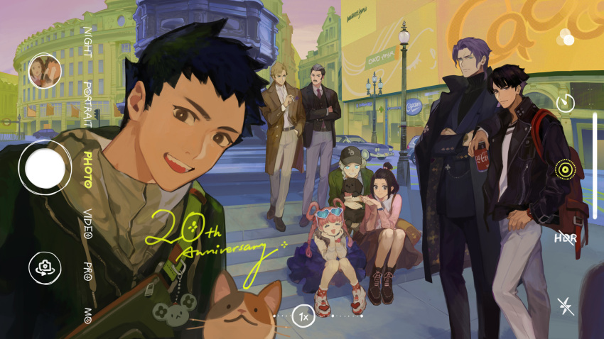 3girls, 5boys, =_=, ace_attorney, animal, barok_van_zieks, black_cloak, black_eyes