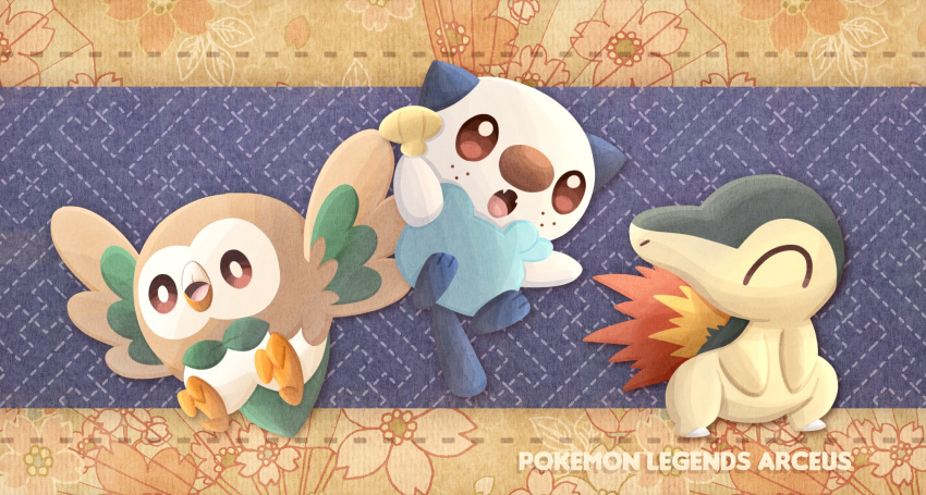 animal_focus, brown_eyes, commentary_request, copyright_name, cyndaquil, fangs, fire, freckles