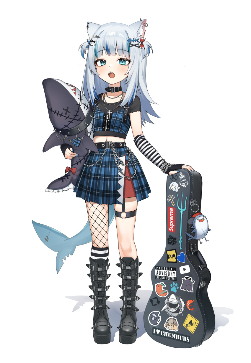 1girl, absurdres, alternate_costume, animal_ears, bangs, black_collar, black_footwear, black_gloves