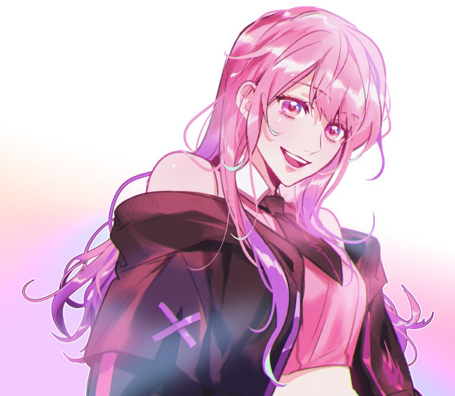 1girl, colored_tips, crop_top, head_tilt, indie_virtual_youtuber, katsura_(guiyuy), looking_at_viewer, midriff