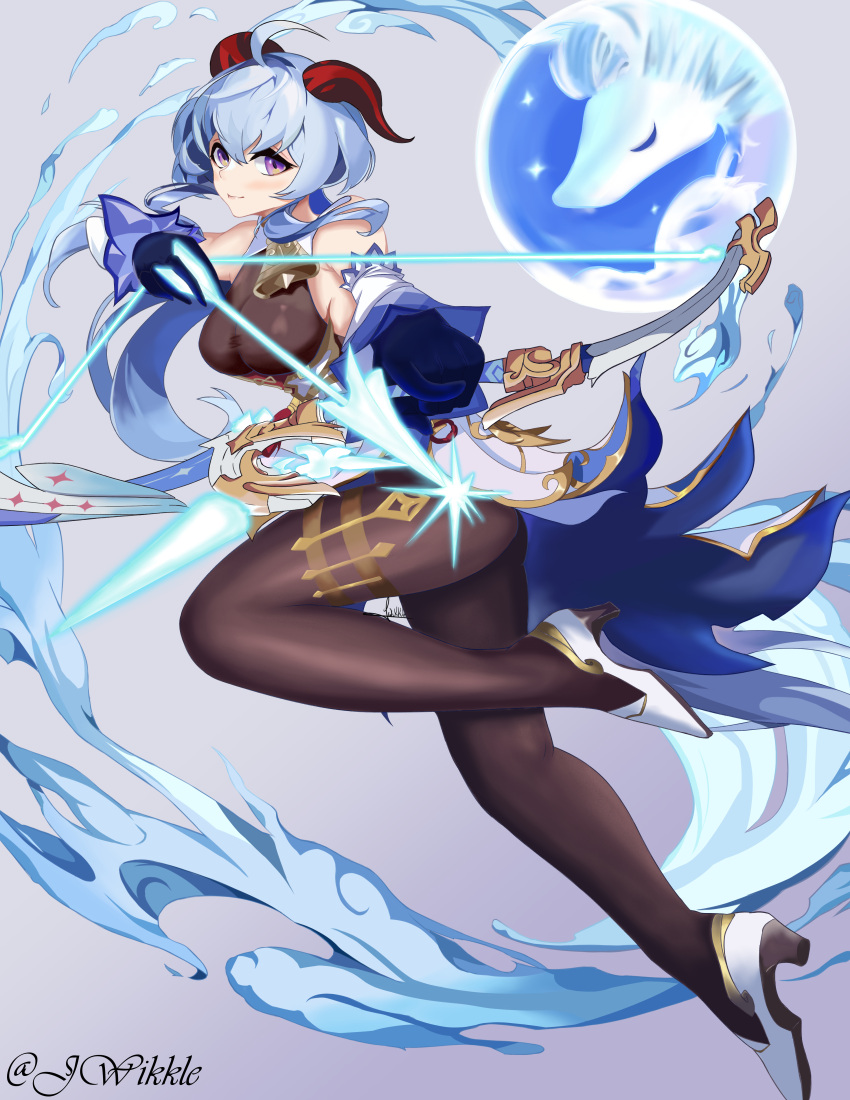 1girl, absurdres, bow_(weapon), breasts, ganyu_(genshin_impact), genshin_impact, highres, horns