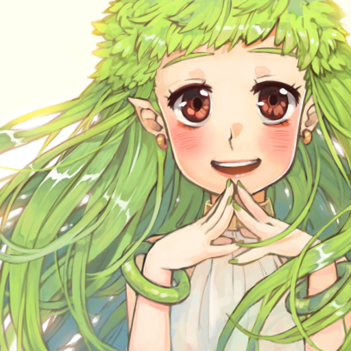 1girl, bangs, blush, brown_eyes, commentary, dress, earrings, green_hair