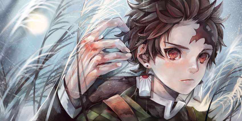 1boy, bishounen, black_hair, earrings, haori, highres, japanese_clothes, jewelry