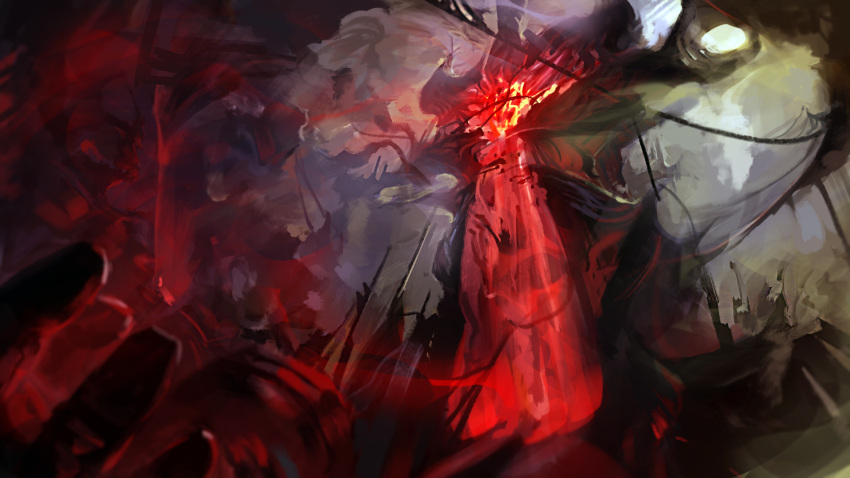 blurry, blurry_background, character_request, commentary_request, glowing, highres, league_of_legends, red_theme