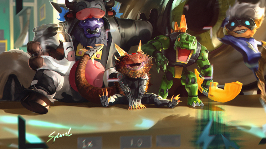 3boys, alistar_(league_of_legends), bottle, character_request, check_character, claws, creature, eye_focus