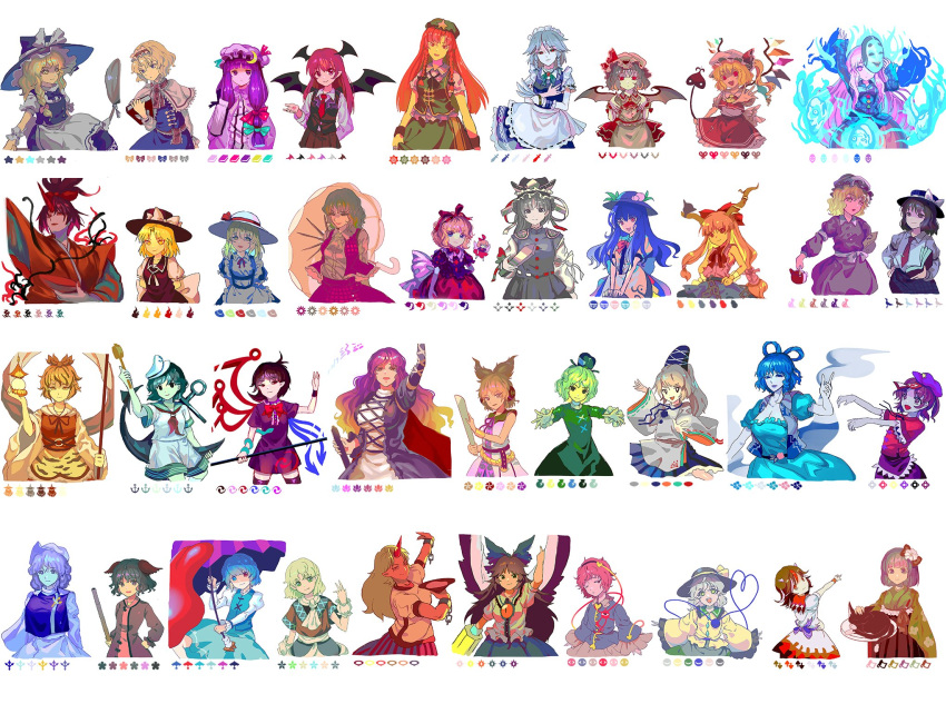 6+girls, alice_margatroid, anchor, anchor_symbol, animal, animal_ears, animal_print, apron