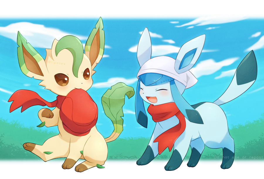 :d, alopias, blush, closed_eyes, commentary_request, glaceon, happy, hat