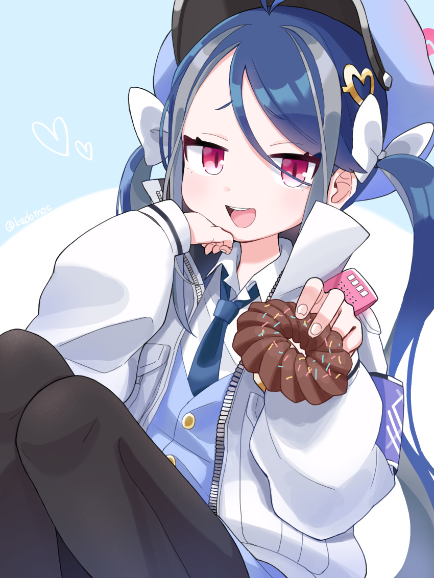 1girl, absurdres, antenna_hair, blue_archive, blue_hair, blue_necktie, blush, bow