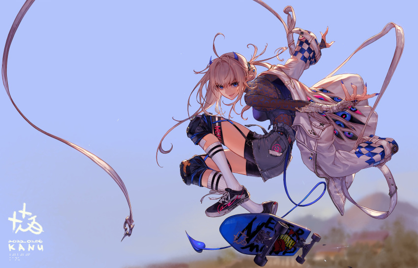 1girl, absurdres, arm_up, artist_name, backlighting, bangs, belt, belt_buckle