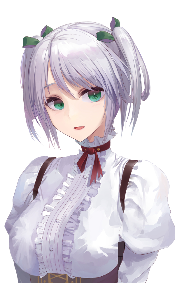 1girl, bangs, breasts, choker, ciel_alencon, eyebrows_visible_through_hair, frills, god_eater