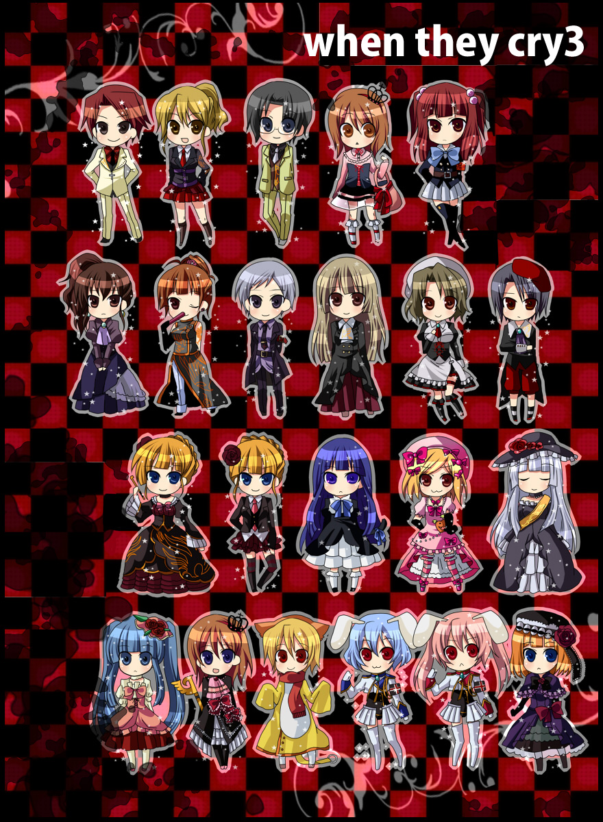 beatrice, chasse, chibi, eva_beatrice, frederica_bernkastel, furudo_erika, kanon_(umineko), lambdadelta, sakutarou, shannon, siesta_410, siesta_45, umineko_no_naku_koro_ni, ushiromiya_ange, ushiromiya_battler, ushiromiya_eva, ushiromiya_george, ushiromiya_jessica, ushiromiya_kyrie, ushiromiya_maria, ushiromiya_natsuhi, ushiromiya_rosa, virgilia