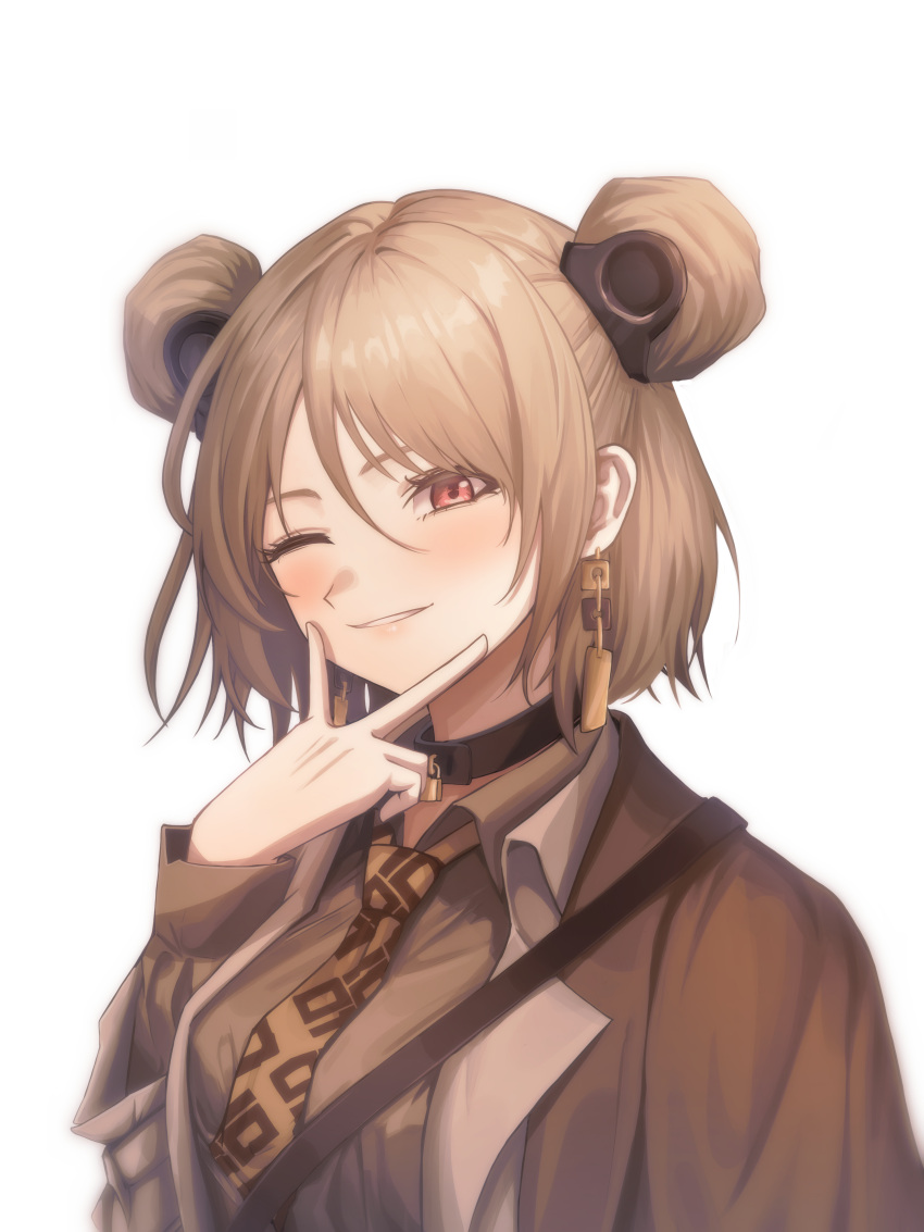 1girl, 4sm98, absurdres, blush, breasts, coat, collar, collared_shirt