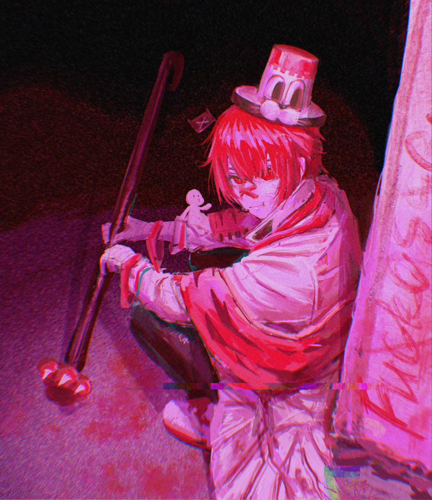 1boy, absurdres, bagml, bandaid, bandaid_on_face, bandaid_on_nose, fukase, hat