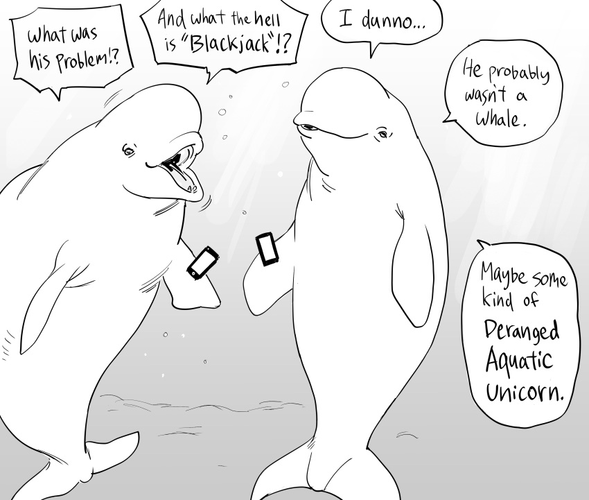 2boys, absurdres, animal, bb_(baalbuddy), cellphone, english_commentary, english_text, greyscale