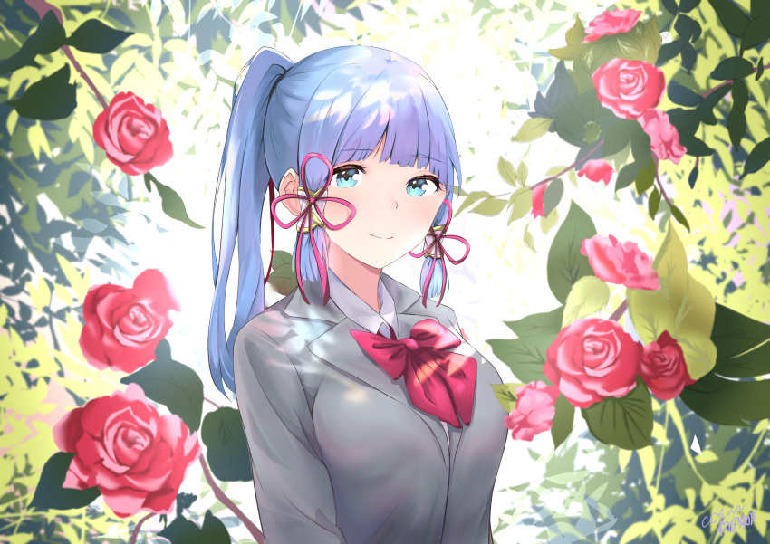 1girl, absurdres, azucat, bangs, blue_eyes, blunt_bangs, bow, bowtie