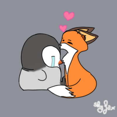 animal, baby_penguin, cartoon, couple, crying, cute, drawing, fox