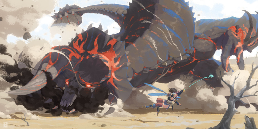 1girl, absurdres, bagaju, black_diablos, desert, glowing, glowing_eyes, highres