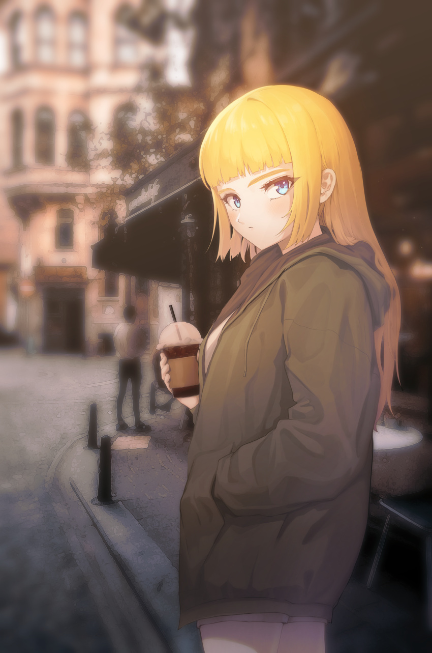 1boy, 1girl, 4sm98, absurdres, bangs, blonde_hair, blue_eyes, blunt_bangs
